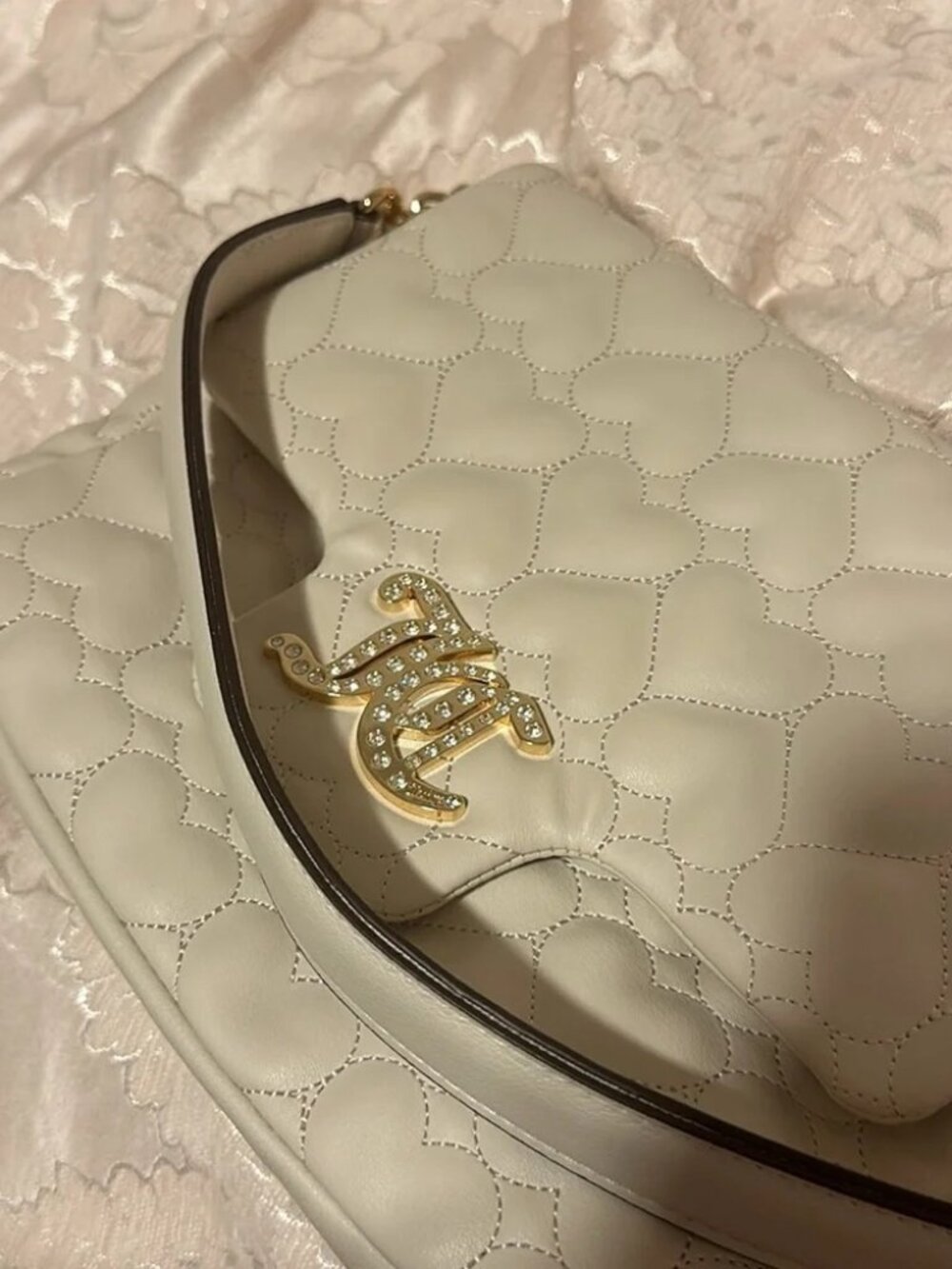 NWT Juicy Couture Bling Heart Embodied Cream/Beige Handbag‎ - Picture 5 of 7